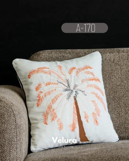 Keten Kumaş ve Nakış İşlemeli Desenli Kırlent - A170