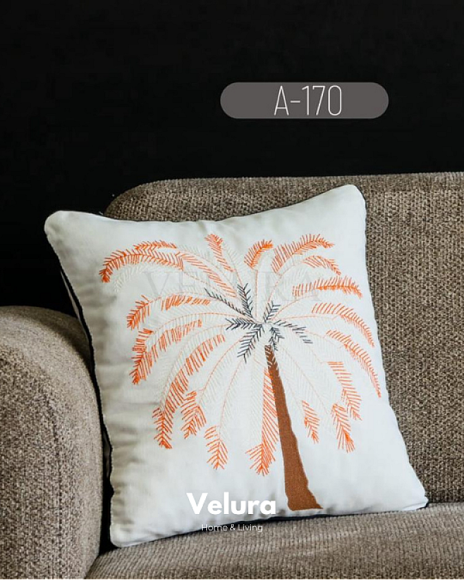 Keten Kumaş ve Nakış İşlemeli Desenli Kırlent - A170