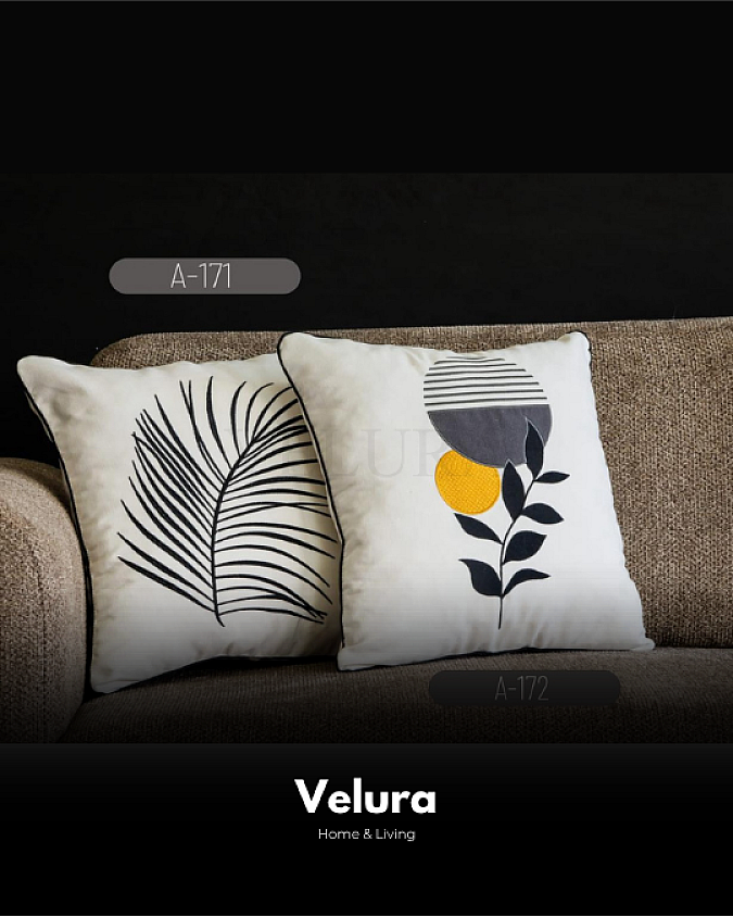 Keten Kumaş ve Nakış İşlemeli Desenli Kırlent - A171-172