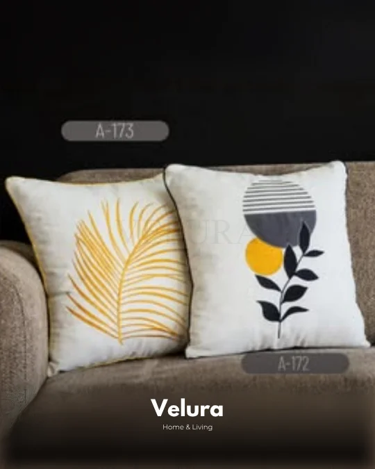 Keten Kumaş ve Nakış İşlemeli Desenli Kırlent - A172-173