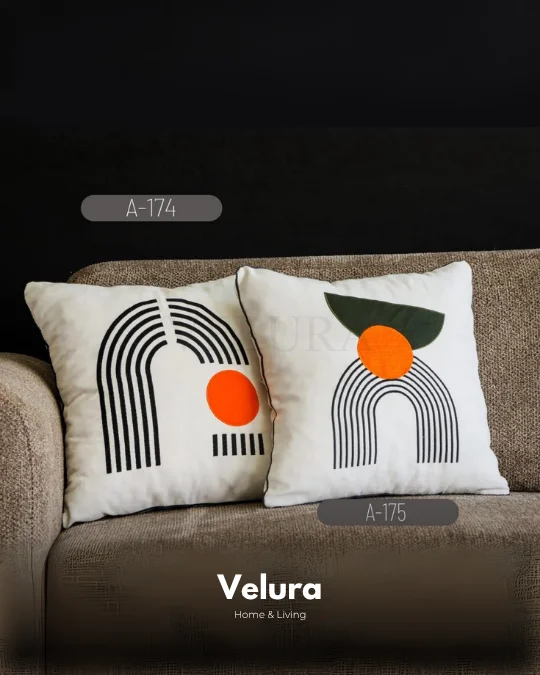 Keten Kumaş ve Nakış İşlemeli Desenli Kırlent - A174-175