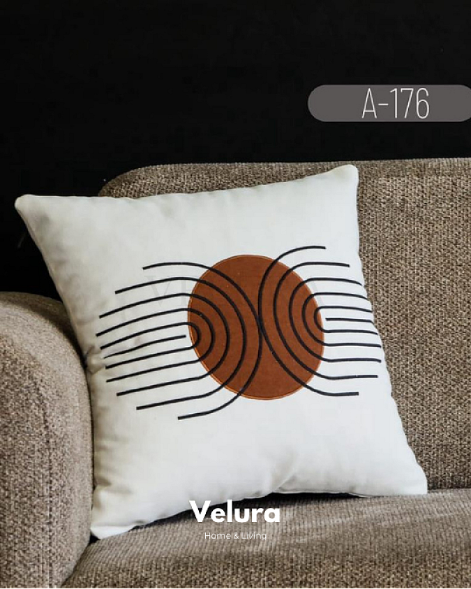 Keten Kumaş ve Nakış İşlemeli Desenli Kırlent - A176