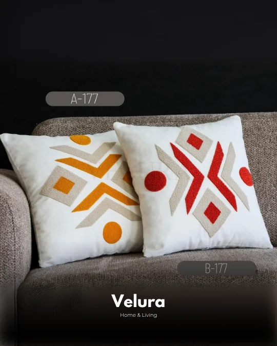 Keten Kumaş ve Nakış İşlemeli Desenli Kırlent - AB177