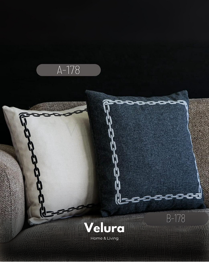 Keten Kumaş ve Nakış İşlemeli Desenli Kırlent - AB178