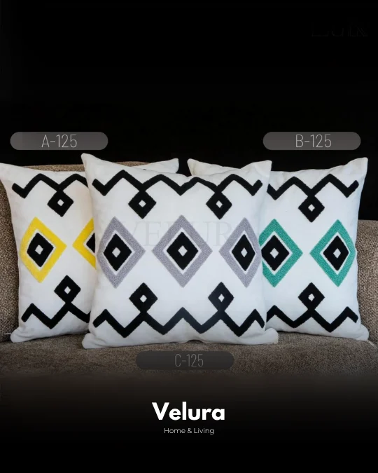 Keten Kumaş ve Nakış İşlemeli Desenli Kırlent - ABC125