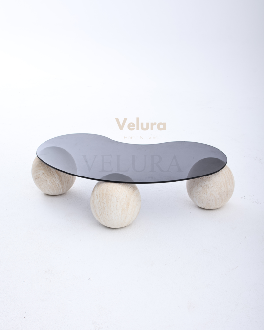 Küre Orta Sehpa - Ay Taşı - Fasulye Füme Cam