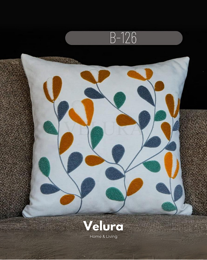 Keten Kumaş ve Nakış İşlemeli Desenli Kırlent - B126 Keten Kumaş ve Nakış İşlemeli Desenli Kırlent - B126