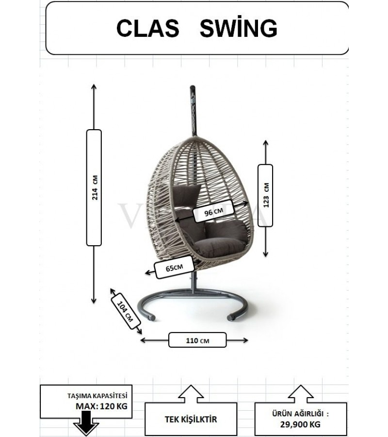 Class Bahçe Salıncağı - Krem Rattan Krem Minder Class Bahçe Salıncağı - Krem Rattan Krem Minder