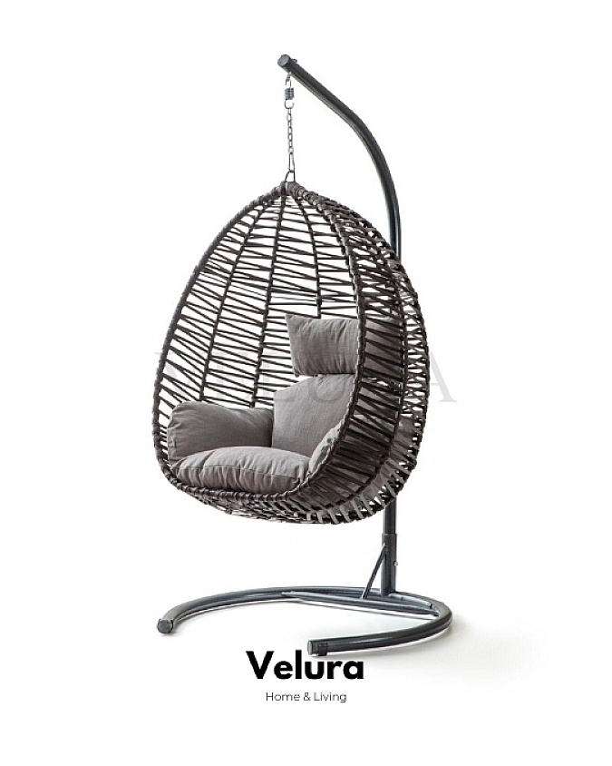 Class Bahçe Salıncağı - Kahve Rattan Gri Minder