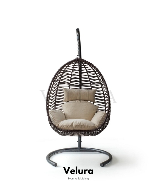 Class Bahçe Salıncağı - Kahve Rattan Krem Minder 