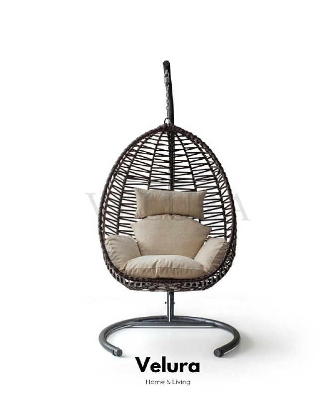 Class Bahçe Salıncağı - Kahve Rattan Krem Minder