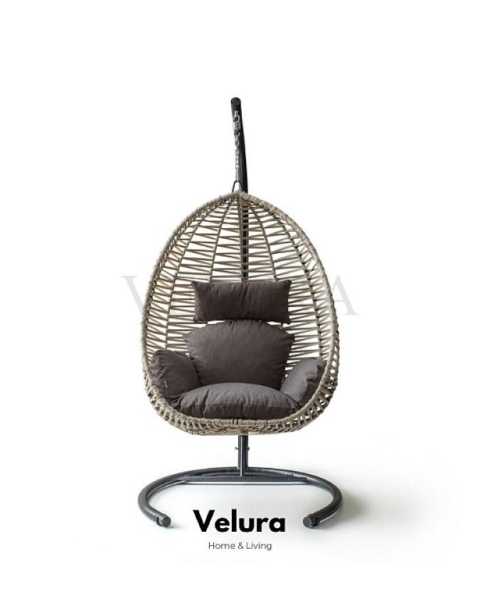 Class Bahçe Salıncağı - Krem Rattan Gri Minder