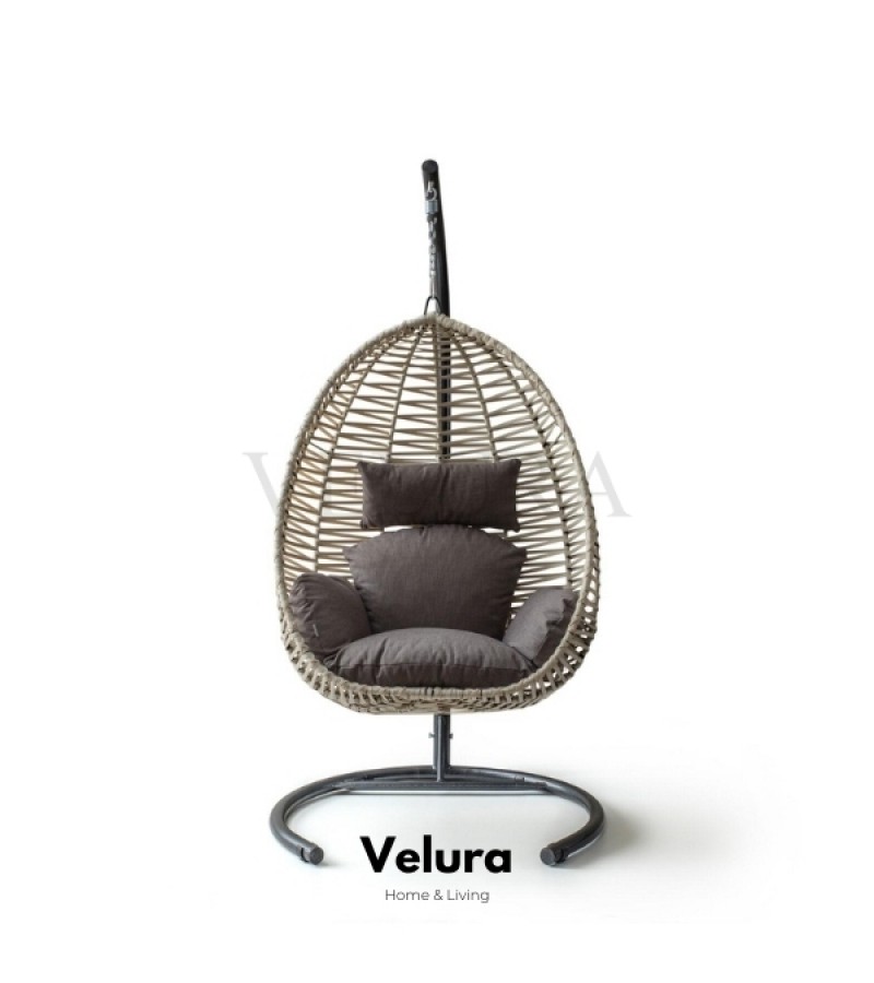 Class Bahçe Salıncağı - Krem Rattan Gri Minder Class Bahçe Salıncağı - Krem Rattan Gri Minder