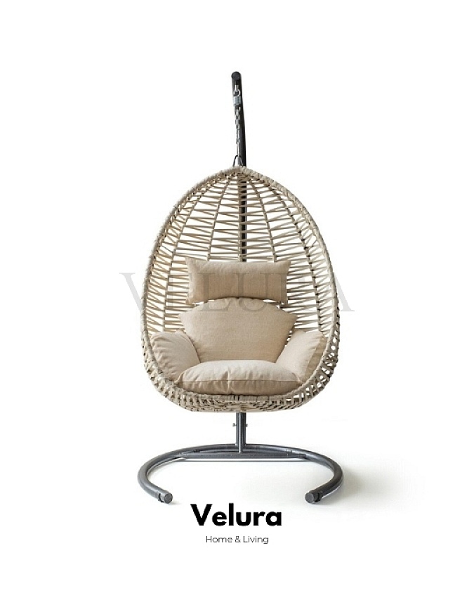 Class Bahçe Salıncağı - Krem Rattan Krem Minder