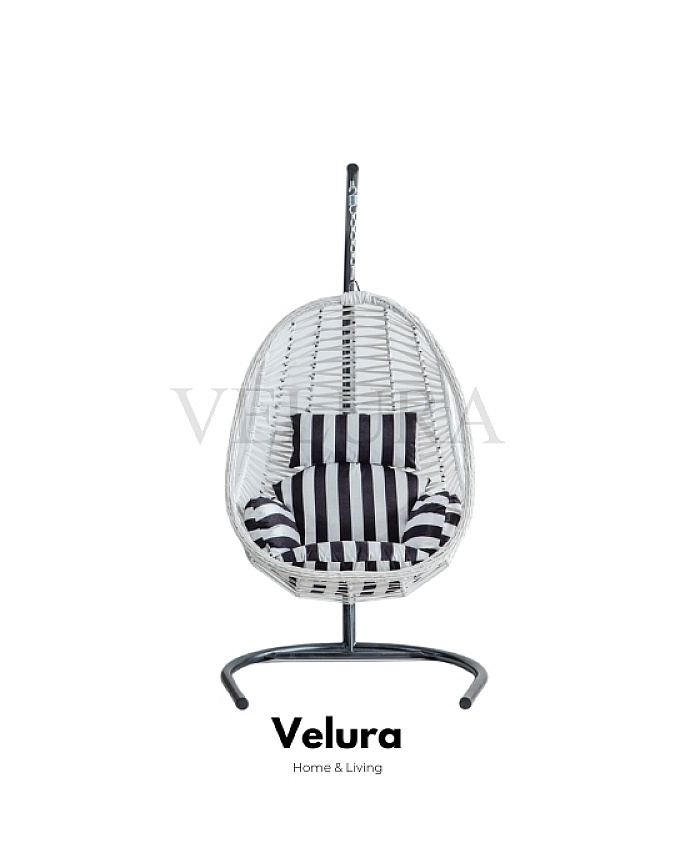 Cosmo Bahçe Salıncağı - Beyaz Rattan Zebra Minder