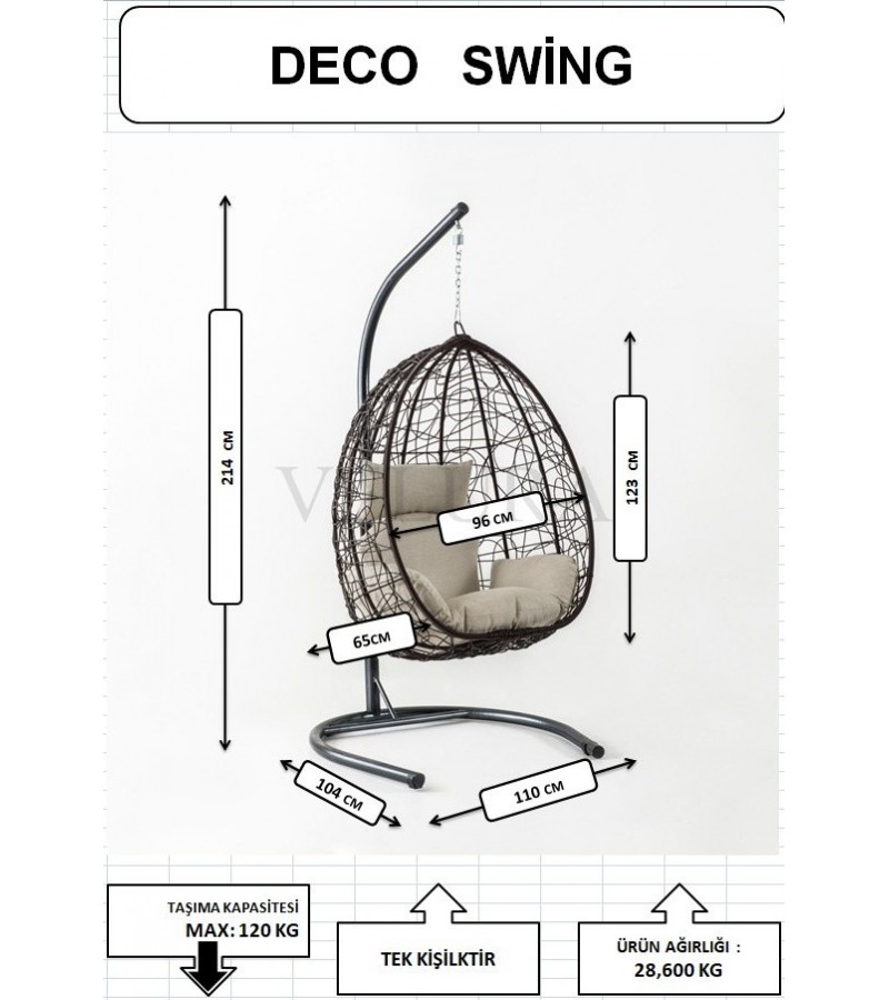Deco Bahçe Salıncağı - Swing Açık Kahve Rattan Zebra Minder Deco Bahçe Salıncağı - Swing Açık Kahve Rattan Zebra Minder
