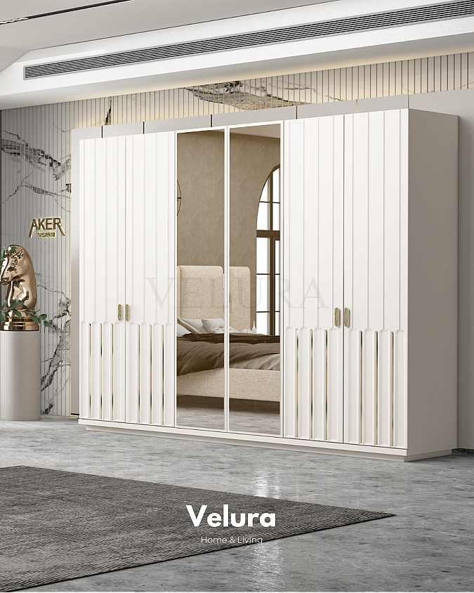 Destan 6 Kapılı Dolap krem renk