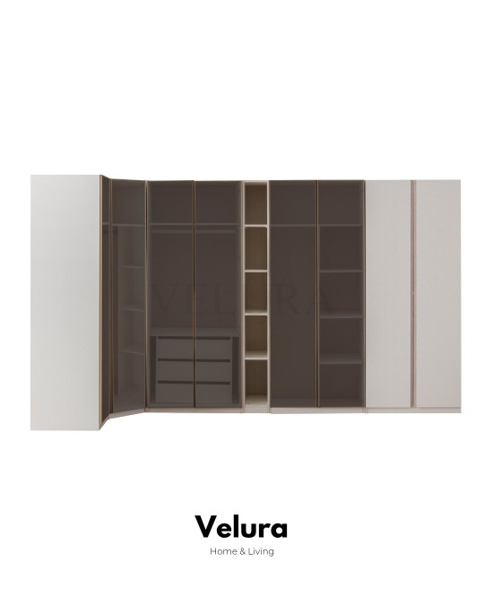 Flora 8 Cam Kapaklı Köşe Dolap