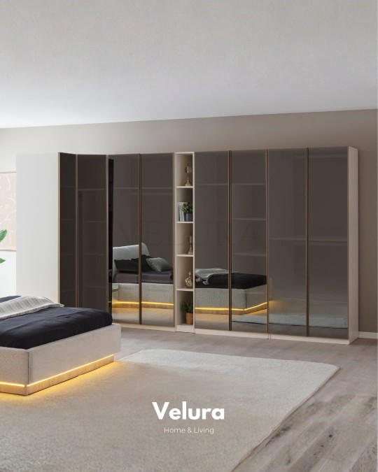 Flora 8 Cam Kapaklı Köşe Dolap