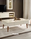 Velura Home Krem ve Ceviz Orta Sehpa
