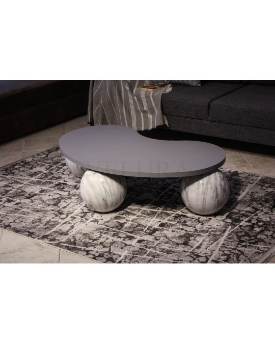 Beyaz Traverten Sehpa - Antrasit Fasülye Mdf Beyaz Traverten Sehpa - Antrasit Fasülye Mdf