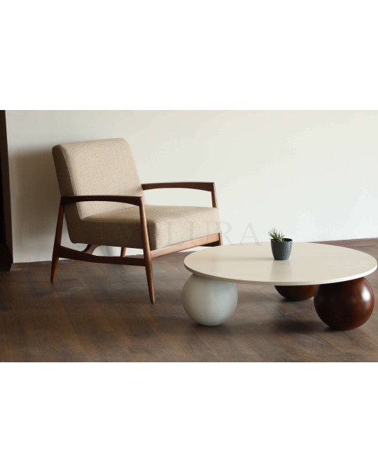 Küre Orta Sehpa - 2 Ceviz Top & 1 Beyaz Top - Yuvarlak - Beyaz Mdf Küre Orta Sehpa - 2 Ceviz Top & 1 Beyaz Top - Yuvarlak - Beyaz Mdf