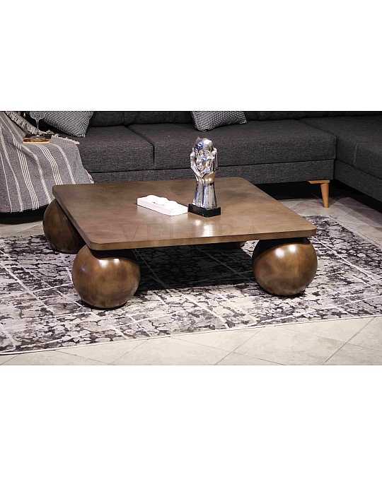 Küre Orta Sehpa - Amerikan Ceviz Top - Kare - Ceviz Mdf