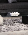Pleksi mermer top ve siyah zar ayaklı oval şeffaf cam orta sehpa