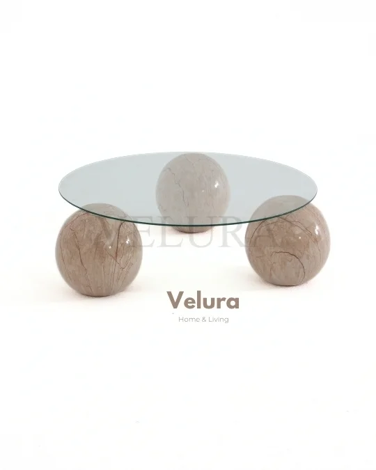 Küre Orta Sehpa - Uranüs - Yuvarlak - Şeffaf Cam