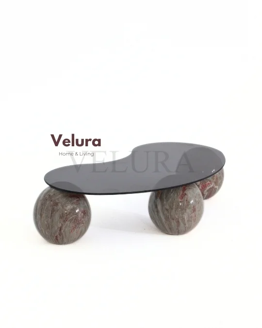 Küre Orta Sehpa - Mars - Fasulye - Füme Cam