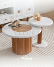 Lotus Orta Sehpa beyaz üst tabla yuvarlak ahşap ayak Pinterest tarzı
