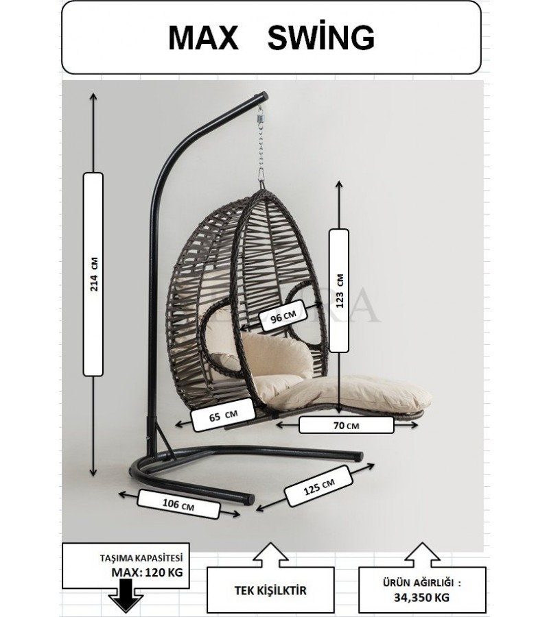 Max Bahçe Salıncağı - Kahve Rattan Zebra Minder Max Bahçe Salıncağı - Kahve Rattan Zebra Minder