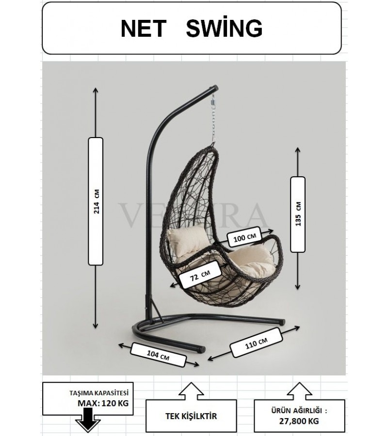 Net Bahçe Salıncağı - Kahve Rattan Zebra Minder Net Bahçe Salıncağı - Kahve Rattan Zebra Minder