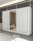 Velura Home beyaz gold detaylı aynalı dolap modeli