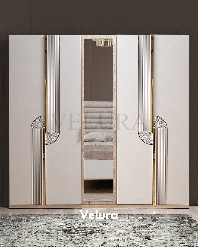 Fonksiyonel Tasarımlı Yatak Odası Dolabı Aynalı Kapaklı Geniş Gardırop