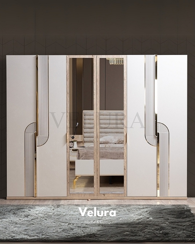 Şık ve Dayanıklı 6 Kapaklı Dolap Aynalı Orta Kapaklı Gardırop