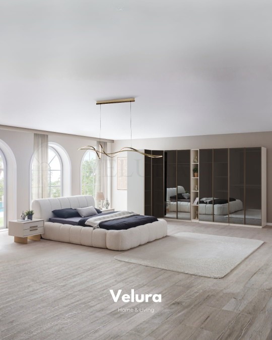 Valore Yatak Odası Takımı - 8 Cam Kapaklı Köşe Dolap