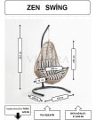 Zen Bahçe Salıncağı - Kahve Rattan Gri Minder Zen Bahçe Salıncağı - Kahve Rattan Gri Minder