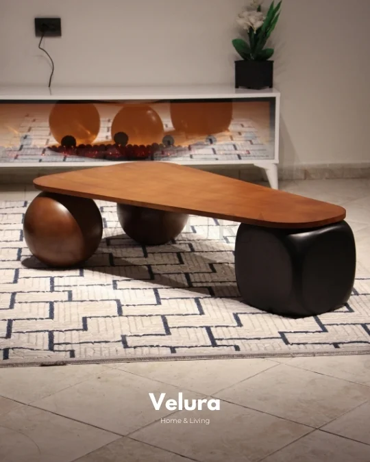 Zaro Düz Ceviz Sehpa - Siyah Zar - Üçgen Mdf