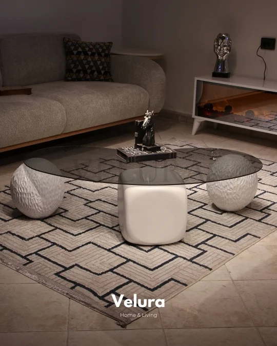 Zaro Desenli Beyaz - Füme Cam