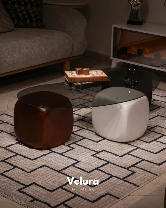 Zarte Rengarenk Sehpa - Füme Cam