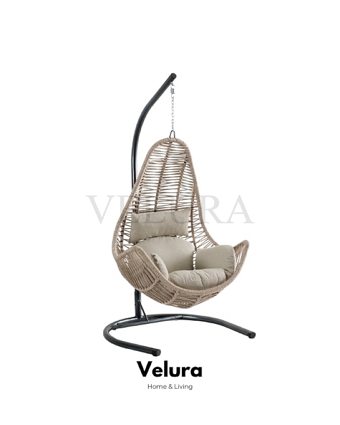 Zen Kahve Rattan Krem Minder Bahçe Salıncağı