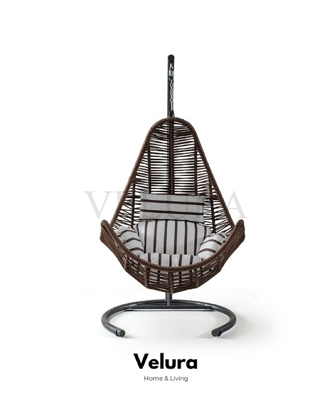 Zen Kahve Rattan Zebra Minder Bahçe Salıncağı