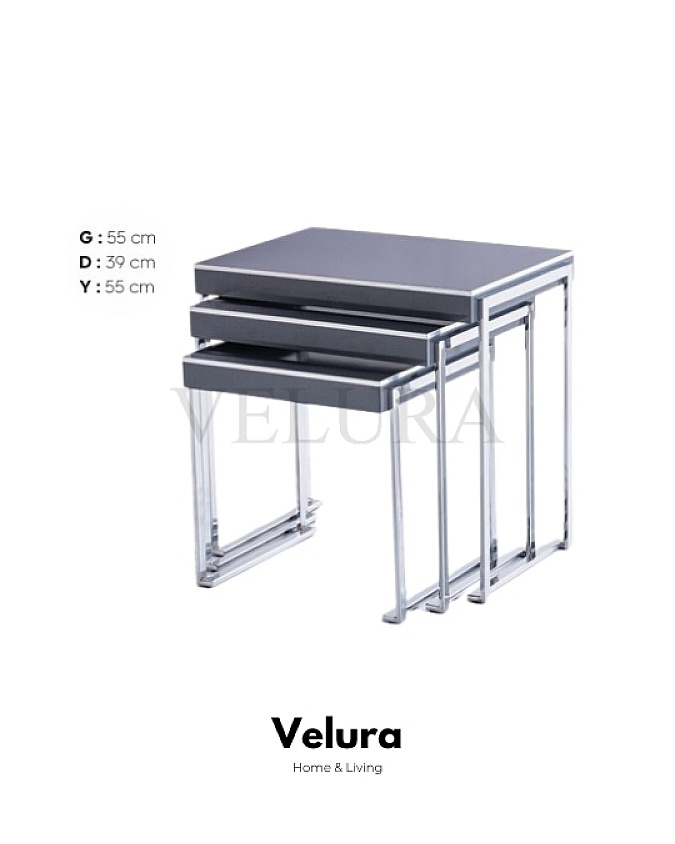 Afra Antrasit Krom Yan Sehpa Zigon Set