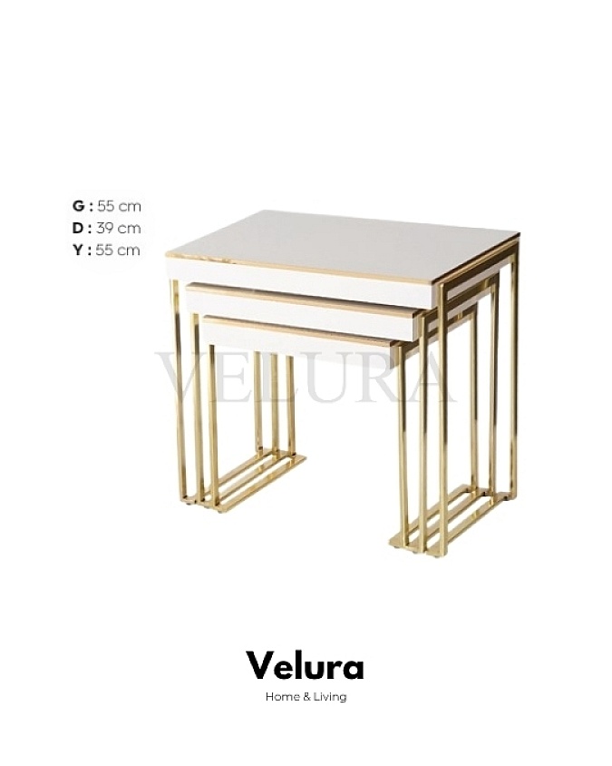 Afra Ekru Gold Yan Sehpa