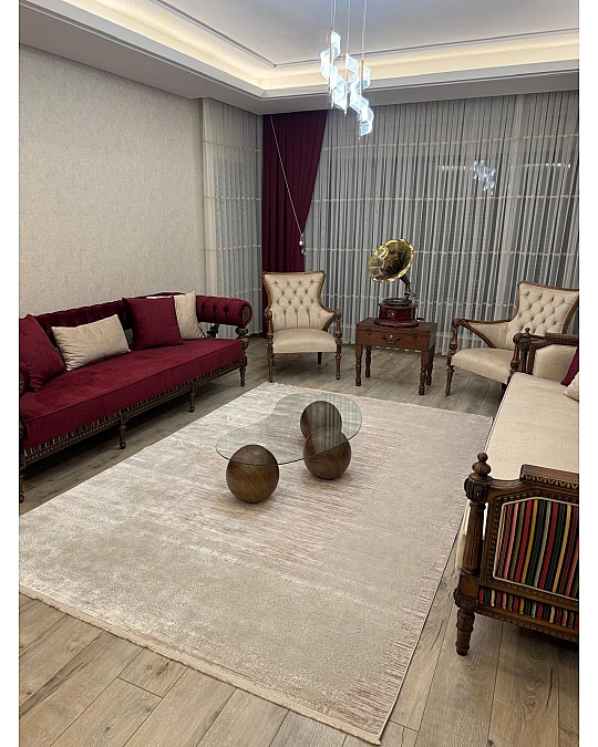 Küre Orta Sehpa - Amerikan Ceviz Top - Fasulye - Şeffaf Cam 