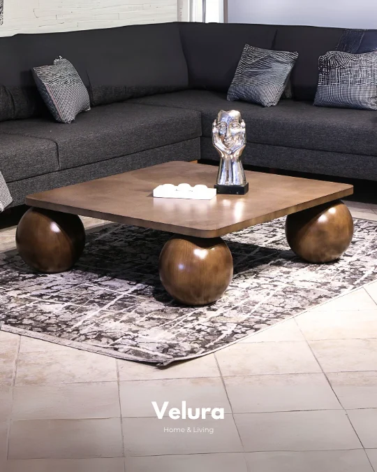 Küre Orta Sehpa - Amerikan Ceviz Top - Kare - Ceviz Mdf