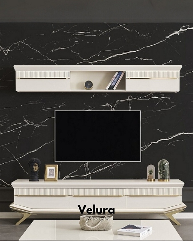 Krem Renk Gold Ayaklı Angel TV Ünitesi