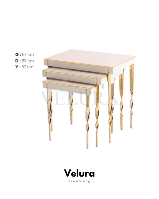 Asil Ekru Gold Yan Sehpa