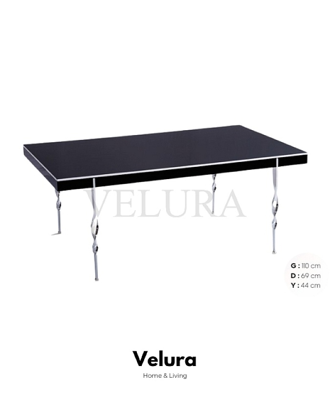 Asil Siyah Krom Orta Sehpa Velura Home